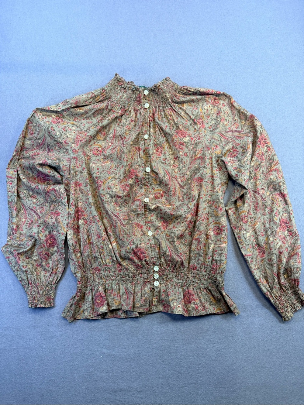 90s LRL Jeans Co Blouse Womens Sz Small Prairie Cottagecore Peasant Top Cropped